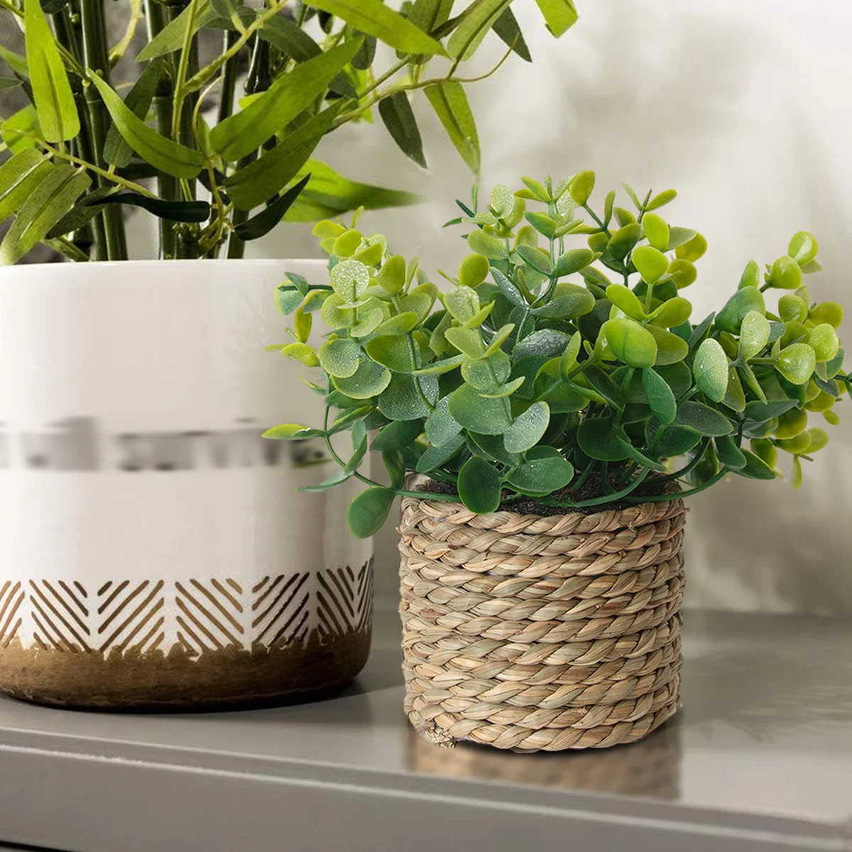 Xiya Искусственная Зелень Эвкалипт Мини-растения В Горшках Папоротник Трава 17 См