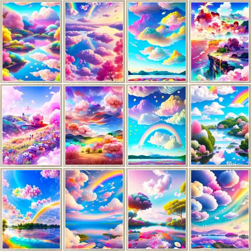 

5D DIY Diamond Painting Colored Rainbow Cloud Scenery Embroidery Mosaic Crafts Pictures Full Drills Cross Stitch Kits Home Decor