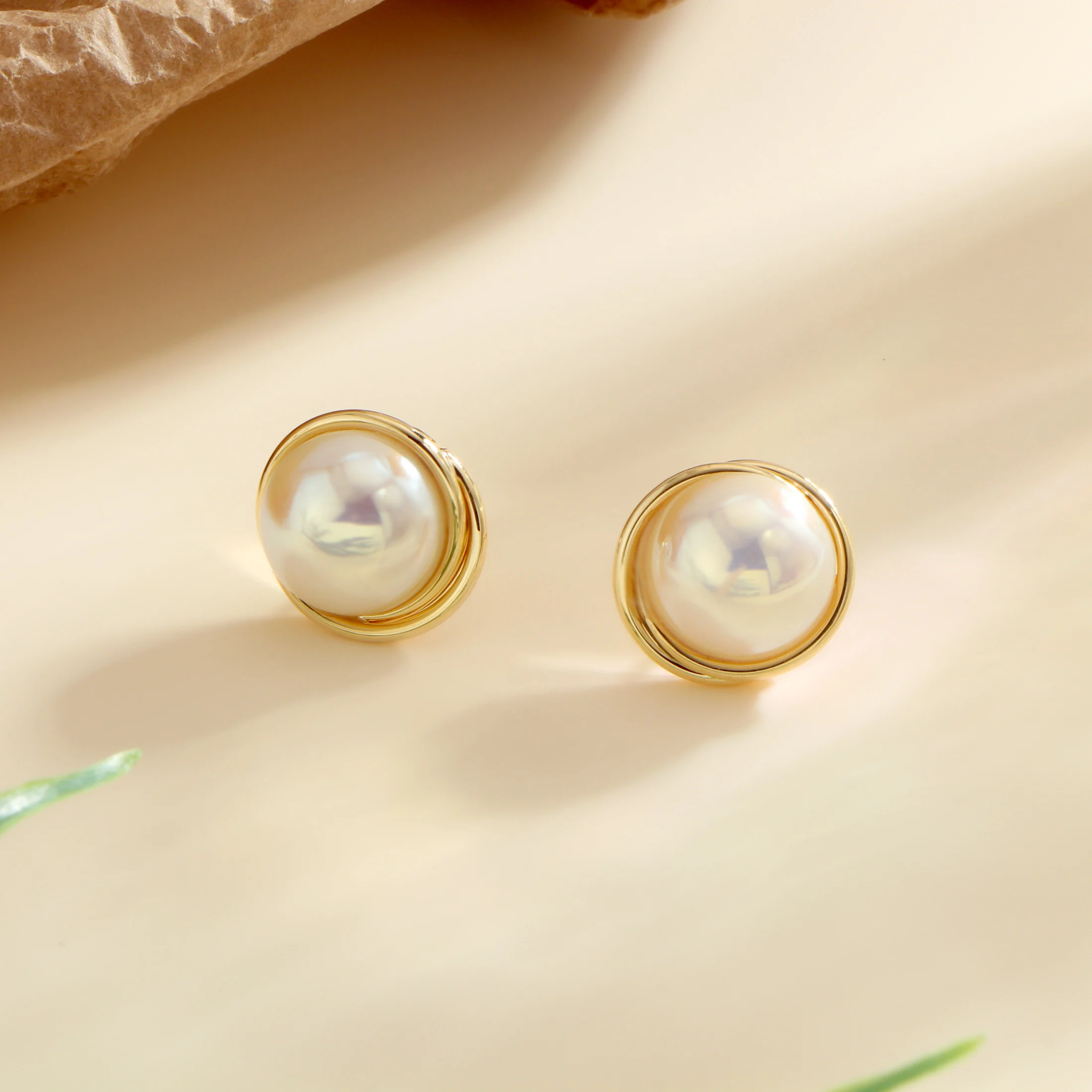 Модные Круглые Спиральные Серьги-гвоздики С Полукруглым Жемчугом