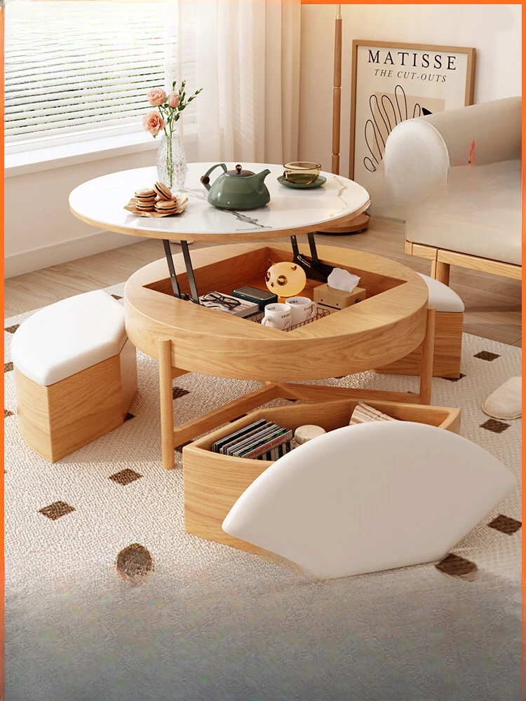 Журнальный столик Log wind с круглым подъемом современные многофункциональные