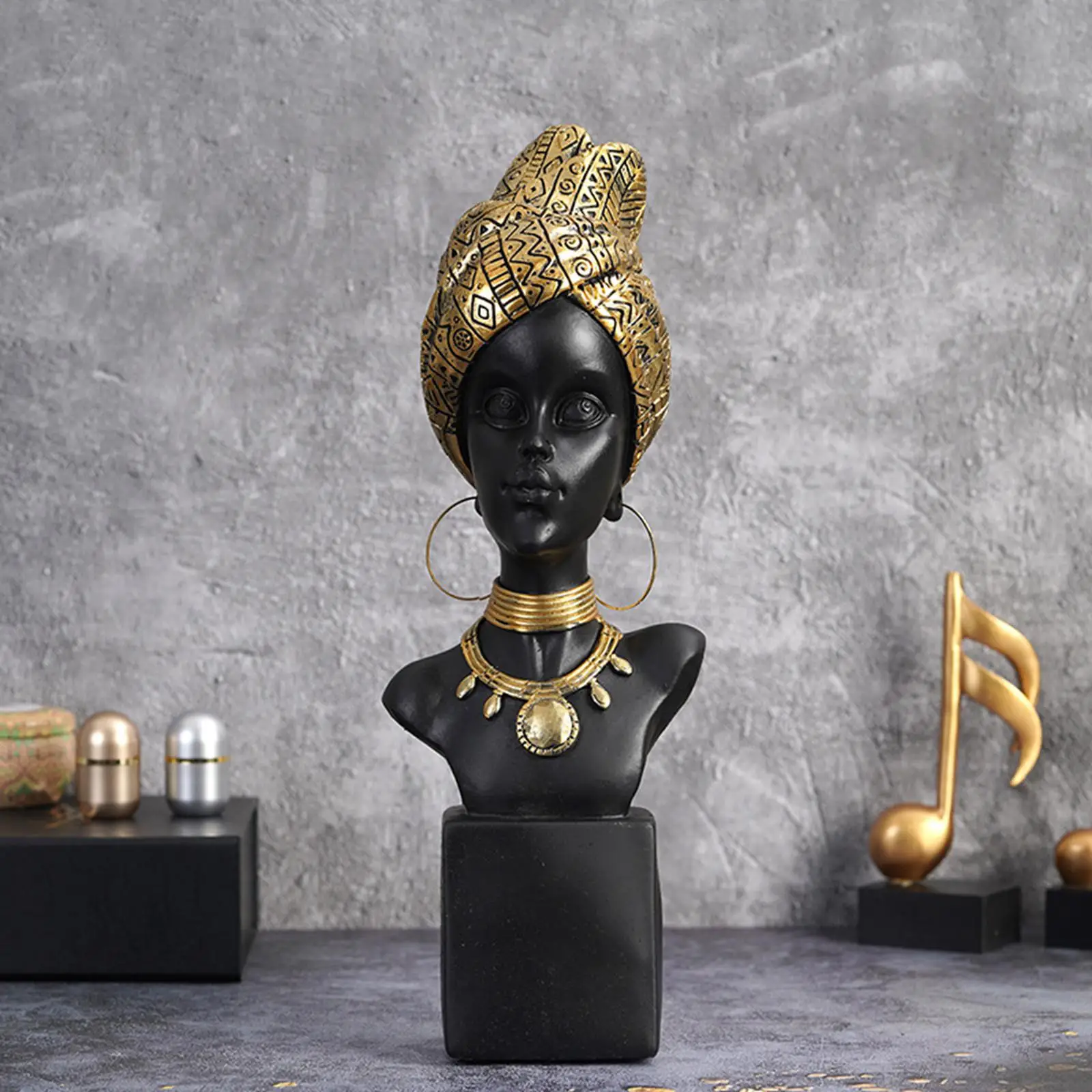 African Woman Statue Collectible Sculpture Decorations African Decor Artwork Women Figurine for Showroom Home Desk Bedroom Decor