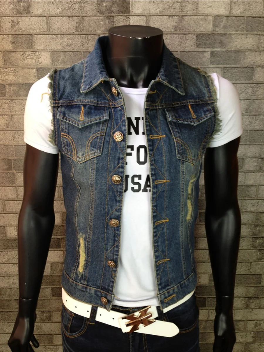 Осенний модный персонализированный мужской мотоциклетный жилет больших