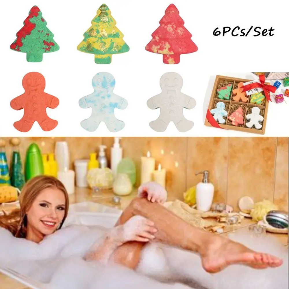 

Adorable Color Christmas Bath Bomb Delightful Scent Skin Friendly Bubble Bath Bombs Christmas Tree Pattern Moisturized Smooth