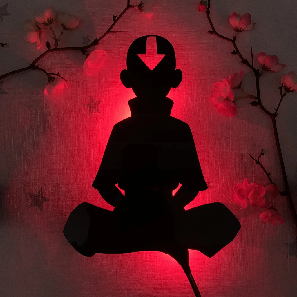 Anime Avatar The Last Airbender Aang Silhouette Lamp APP Control Nightlight Room Decor Night Light Bedroom Black Wall Lamp Manga