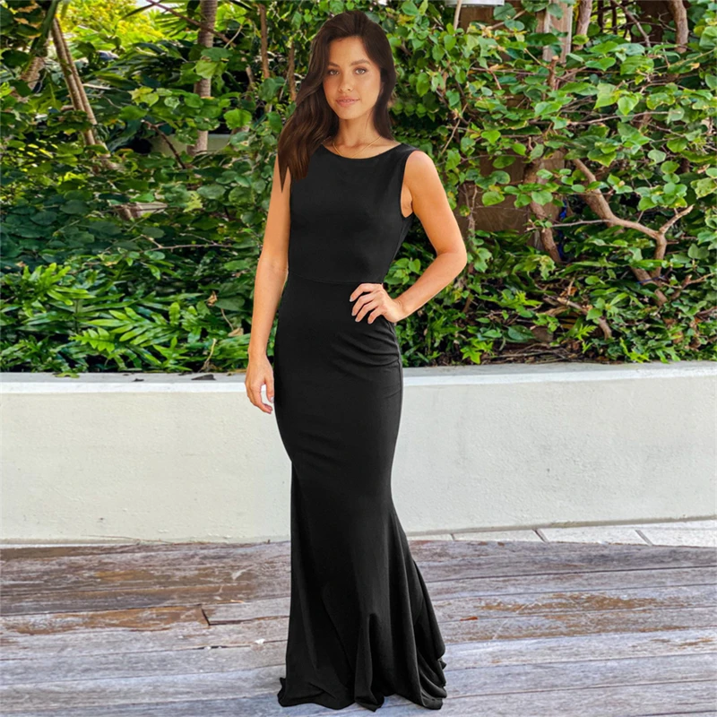 Женское платье с открытой спиной Элегантное повседневное в Корейском стиле