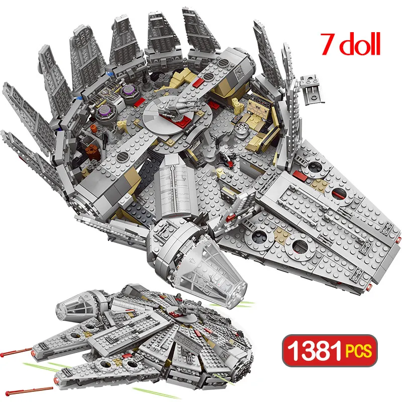 

1381 Pcs Star Falcon Wars Force Awakens Set Compatible With Millennium 79211 Falcon Model Building Blocks Toys For Children Kids