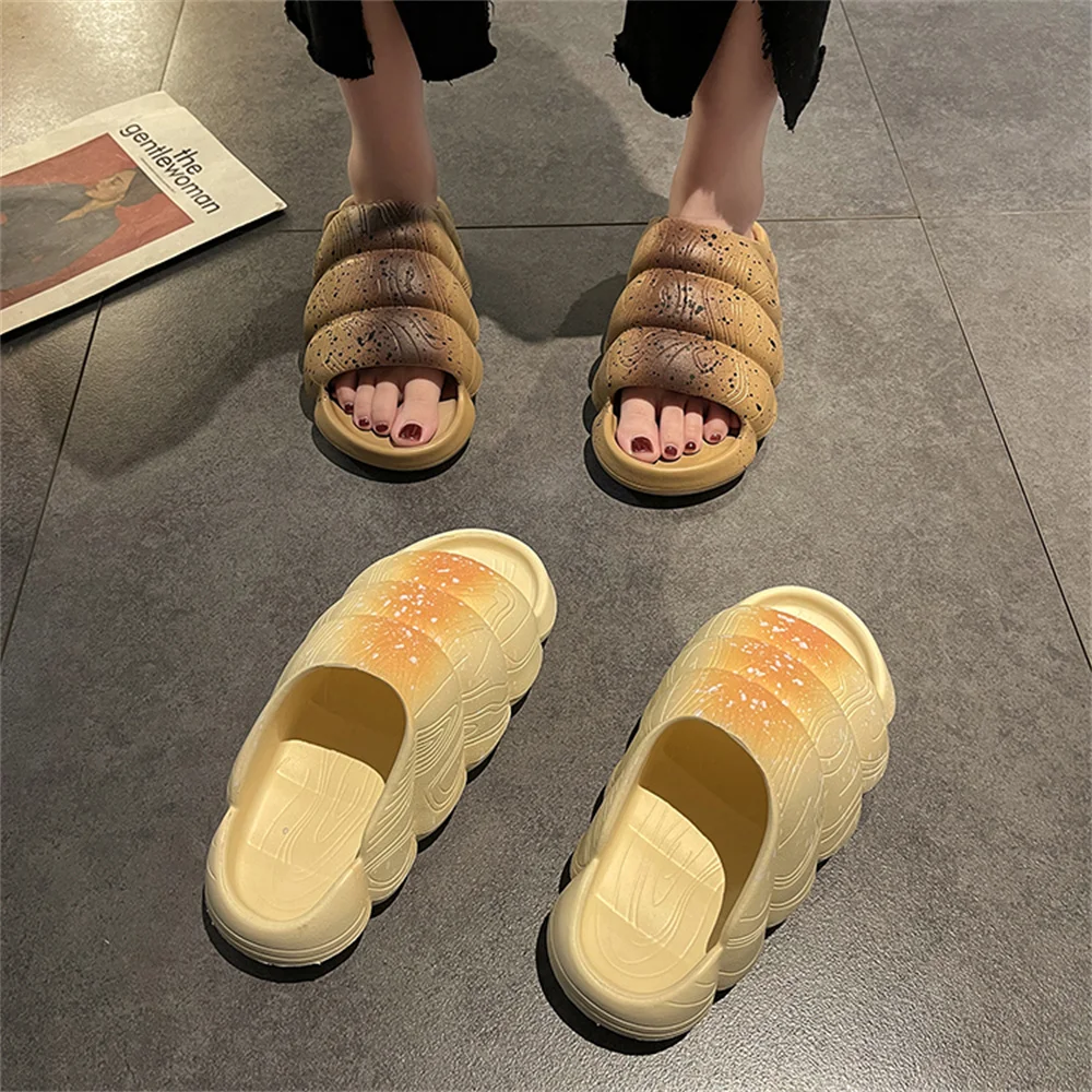 Bread Summer Slippers Chunky Home Slides Comfortable Soft Shoes Casual Outdoor Beach Flip-Flops Funny Slippers Women Sandals