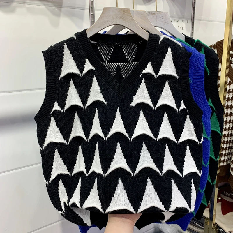Свитер-жилет с V-образным вырезом жилет-свитер жилет женский зимний Свободный