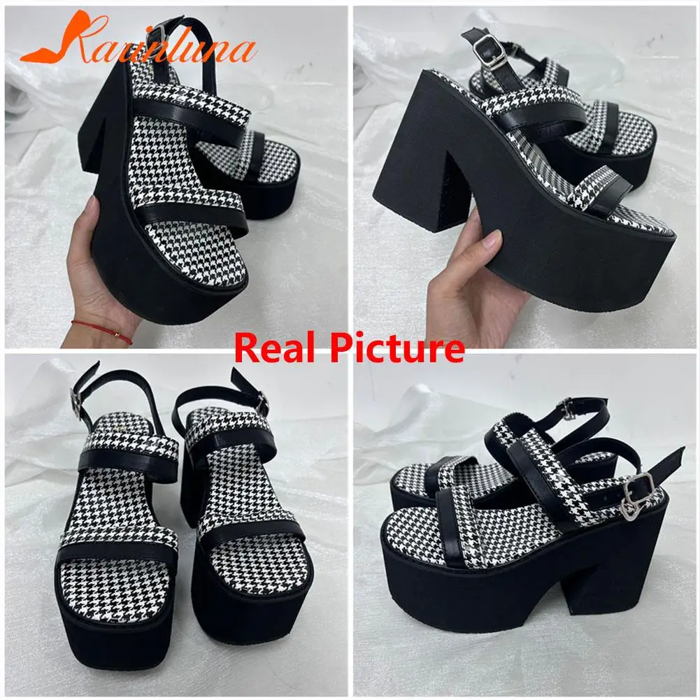 Super Thick Heels Platform Sandals For Women 2023 European Style Ankle Buckle Sandals  Comfy Walking Lady Sandals Summer