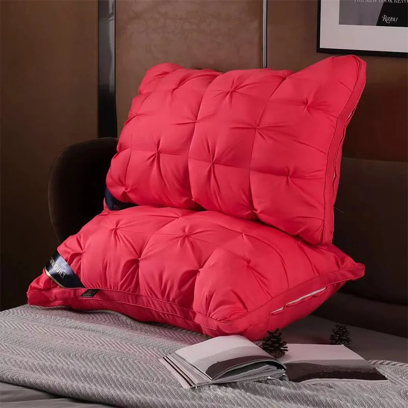 

Роскошная женская розовая подушка из 100% гусиного пуха с шелковой хлопчатобумажной оболочкой, подушки для шеи, королевская кровать, подушка для сна, подарок, 1 шт.