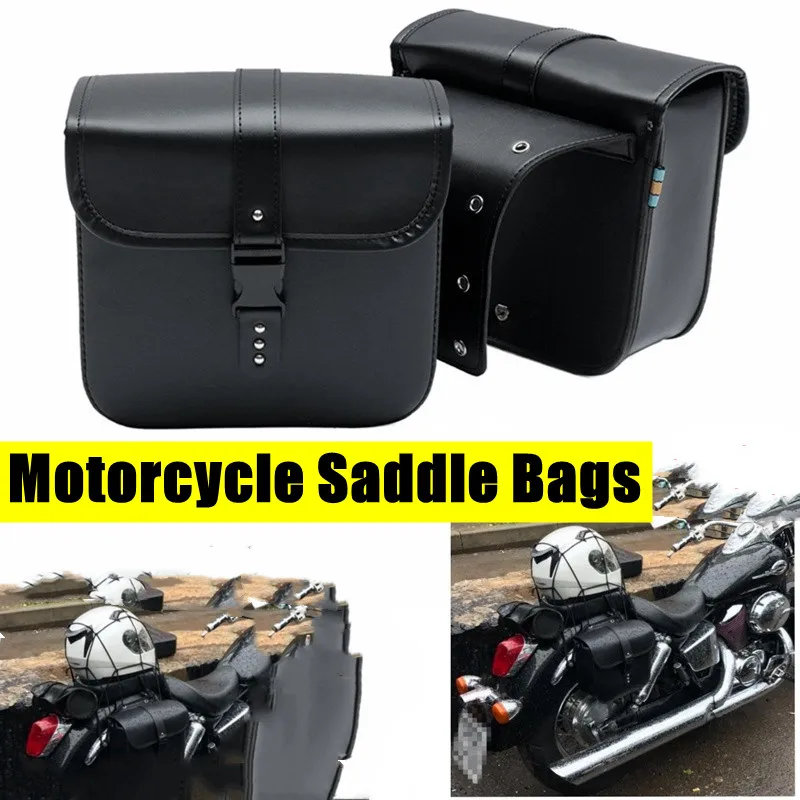 

Pair Motorcycle Saddle Bags Side Storage Luggage Bag Fork Tool Pouch Black Bags Universal For Honda/Yamaha/Suzuki