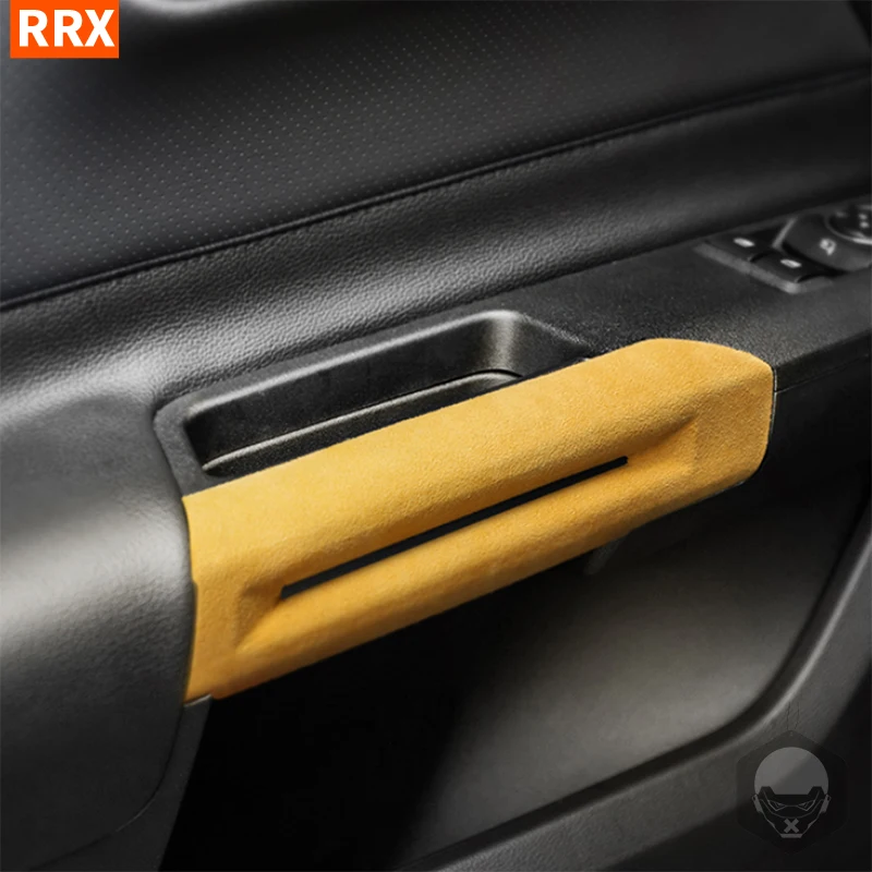 For Ford Mustang 2015 2016 2017 2018 2019 2020 Suede Car Door Hand Learmrest Protection Cover Trim Yellow Interior Accessory