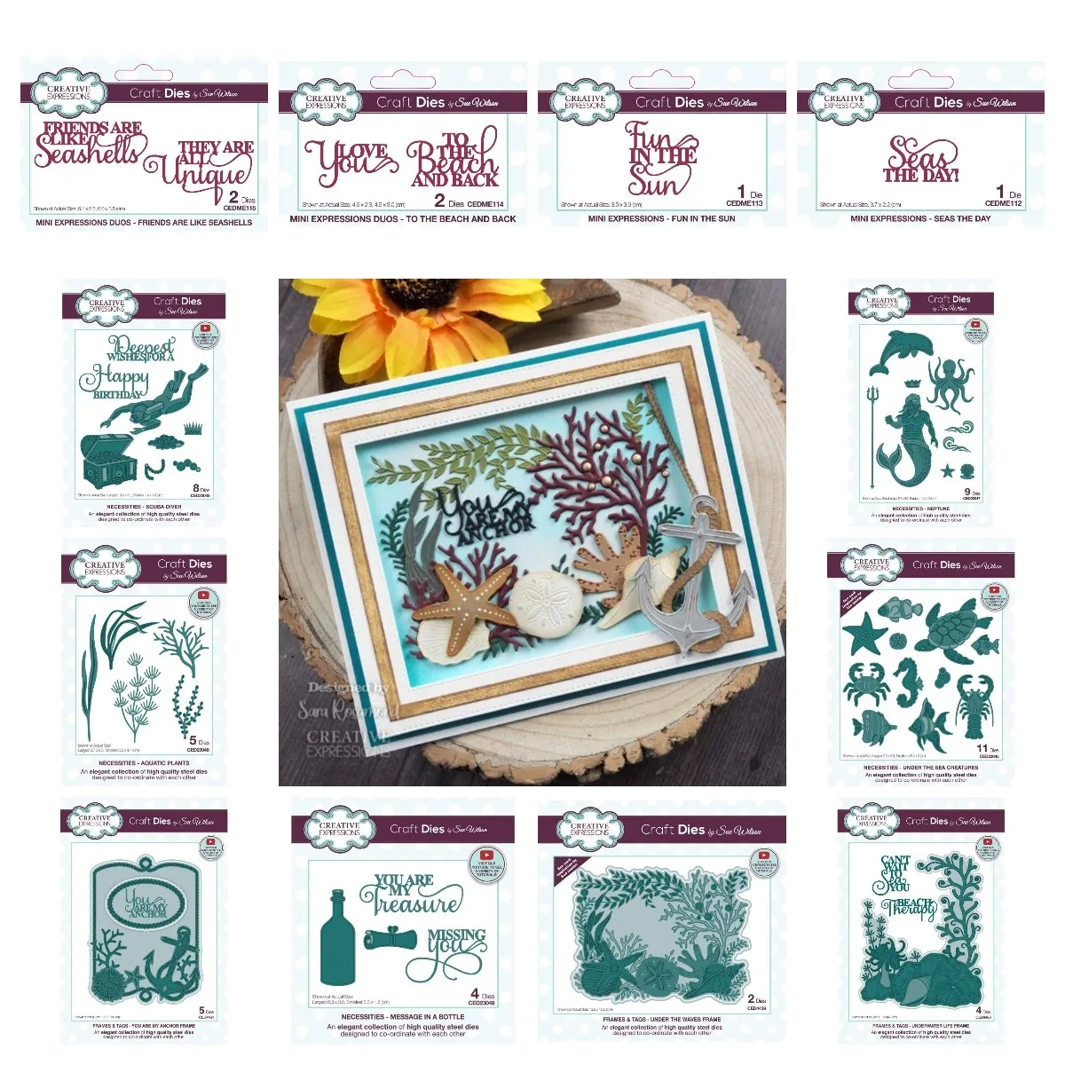 

2022 Diy Sea Creatures Plants Bottle Diver Craft Die You Are My Anchor Waves Frame Metal Cut Dies Scrapbook Card Embossing Molds