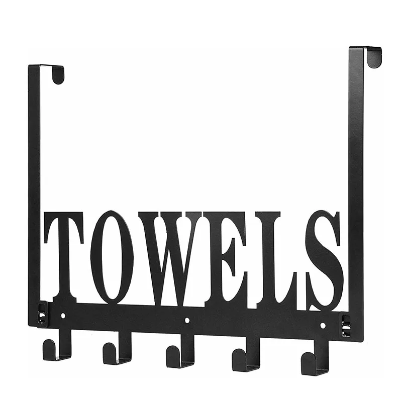 

Over The Door Hook Hanger Towel Holder for Bathroom 5 Hooks Wall Mount Home Decor Metal Art Vintage Metal Plate Wall Art