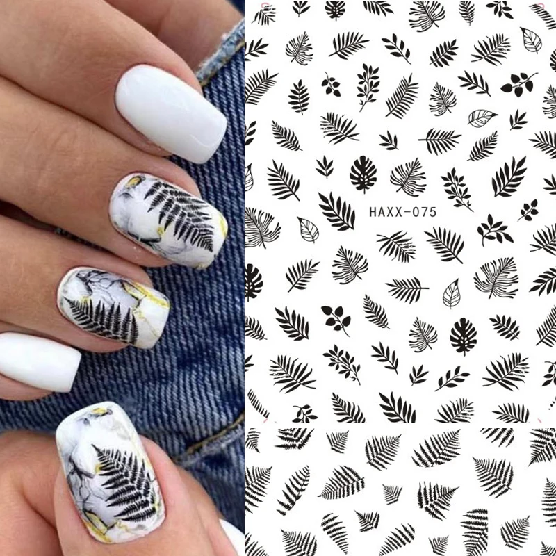 

3d-наклейка для ногтей, классные наклейки с листьями, Золотая фольга, цветы, дизайн, фотография, водный слайдер