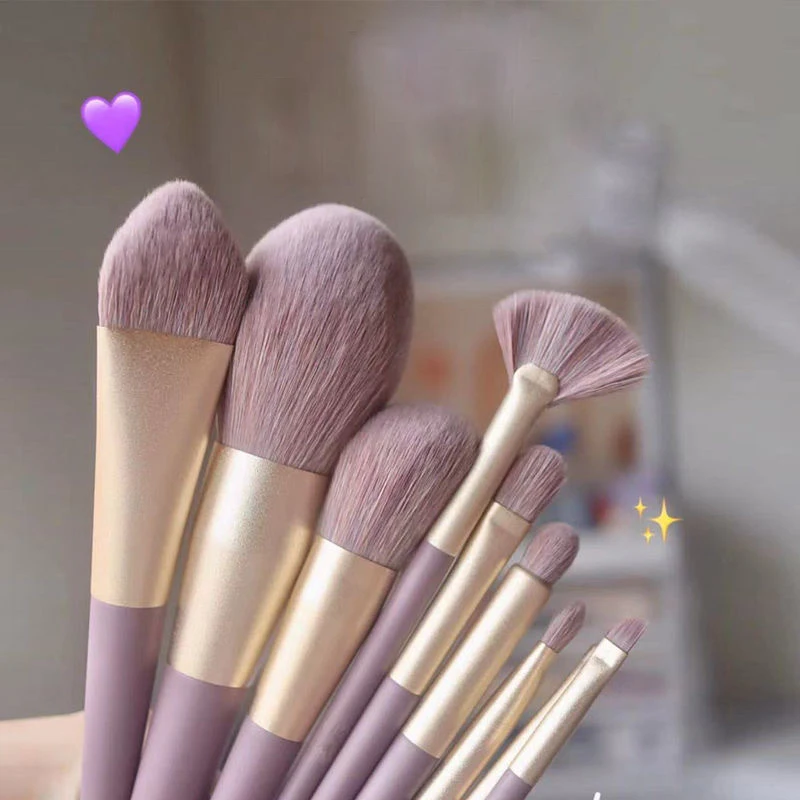 

9Pcs Purple Makeup Brushes Set Cute Soft Eyeshadow Eyebrow Brush Cosmetics Foundation Blush Contour Makeup Brushes Beauty Tool