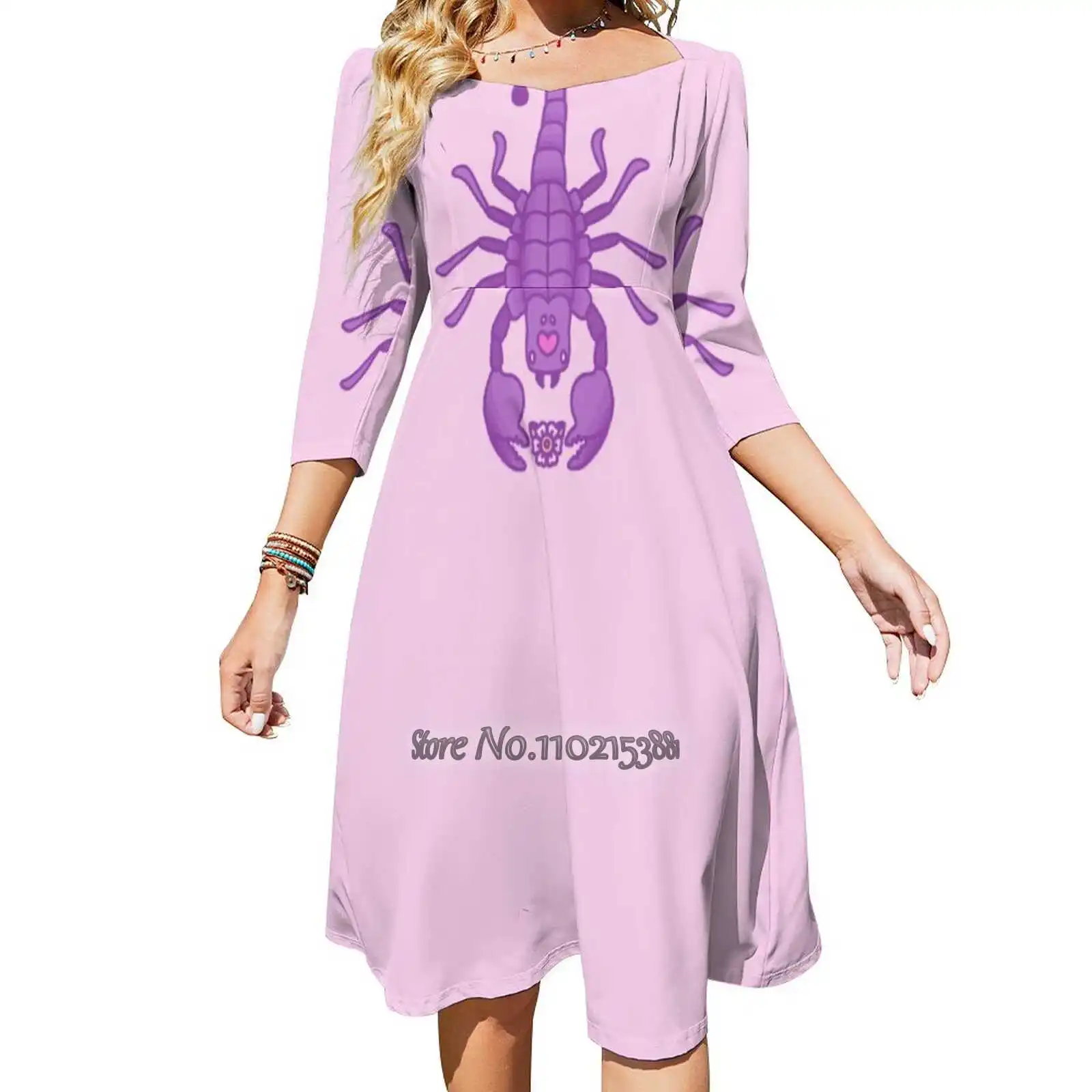 Женское платье с V-образным вырезом коротким рукавом и принтом