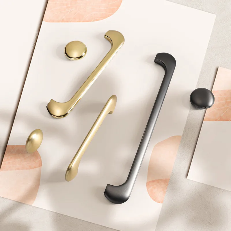 

Light Luxury Handle Simplicity Gold Gray Drawer Knobs Modern Kitchen Cupboard Cabinet Door Handles For Furniture Hardware