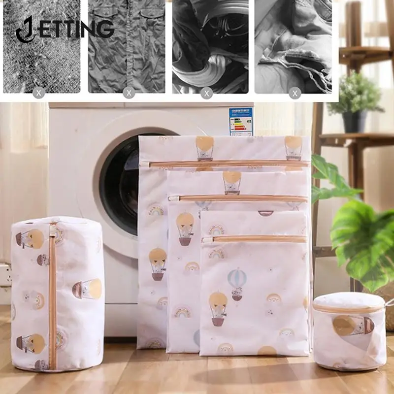 

5 Sizes Polyester Mesh Wash Laundry Bag For Clothes Underwear Household Protected Lingerie Bra Washing Bag Cactus Printing Bags