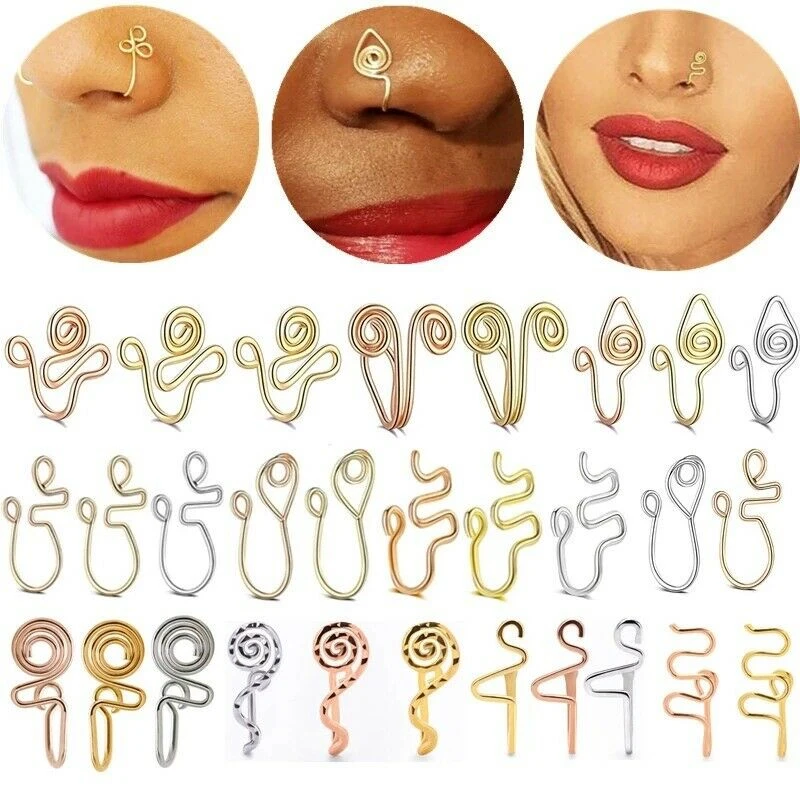 

1Pc Body Jewelry Non-Pierced Stainless Steel Fake Nose Ring For Women