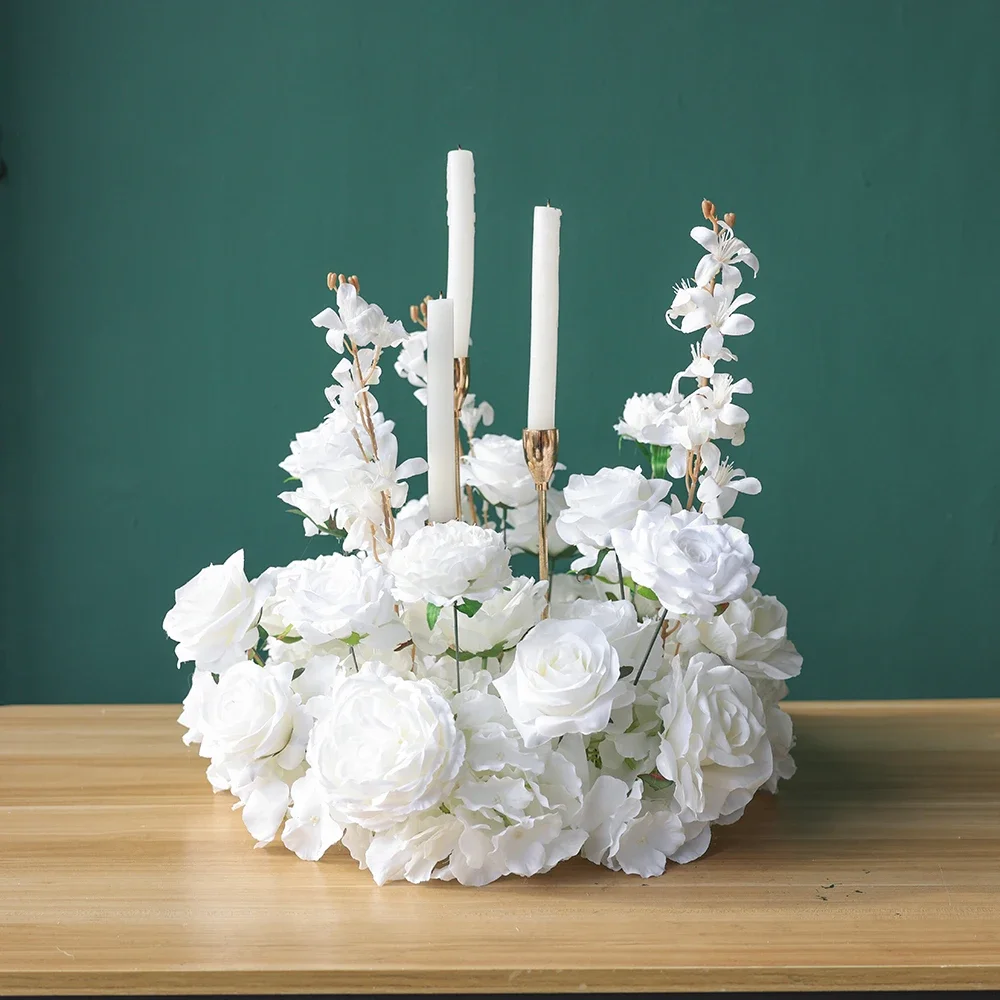 Мини-подсвечник белая роза венок для детского дыхания искусственные цветочные