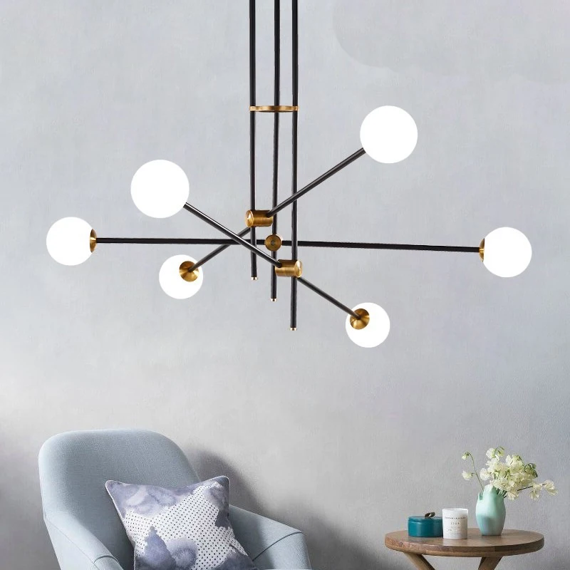 

SANDYHA Modern Glass Ball Line Pendant Light Luces Led Para Chandeliers Lustre Salon Design Dining Living Room Lampara Techo