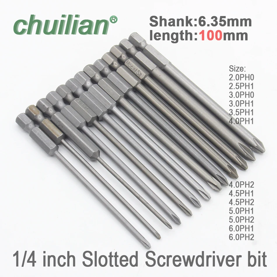 

1Pcs 100mm long Hex Shank Magnetic Phillips Cross Screwdriver Bit Electric Screwdriver Head
