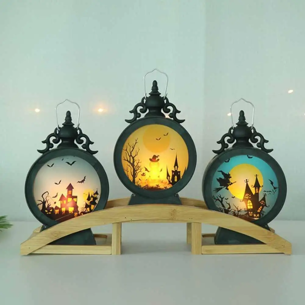 

LED Haloween Decoration Retro Lamp Bell-shaped Lantern Hanging Ornaments Light Creative Pumpkin Witch Small Oil Lamp Lantern