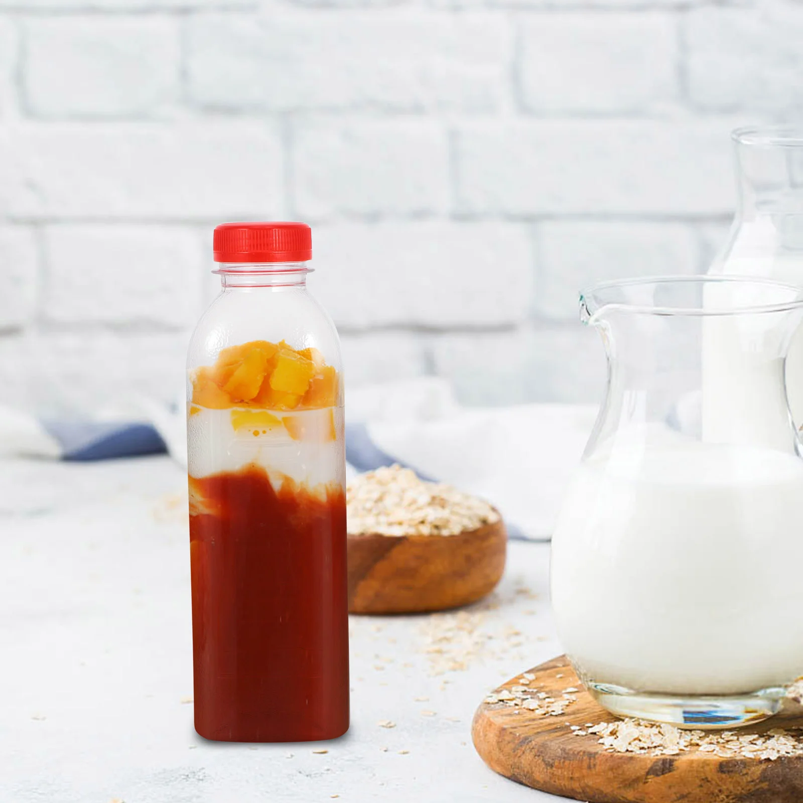 10-шт горшок для сока контейнер напитков пластиковый прозрачный питья с крышкой