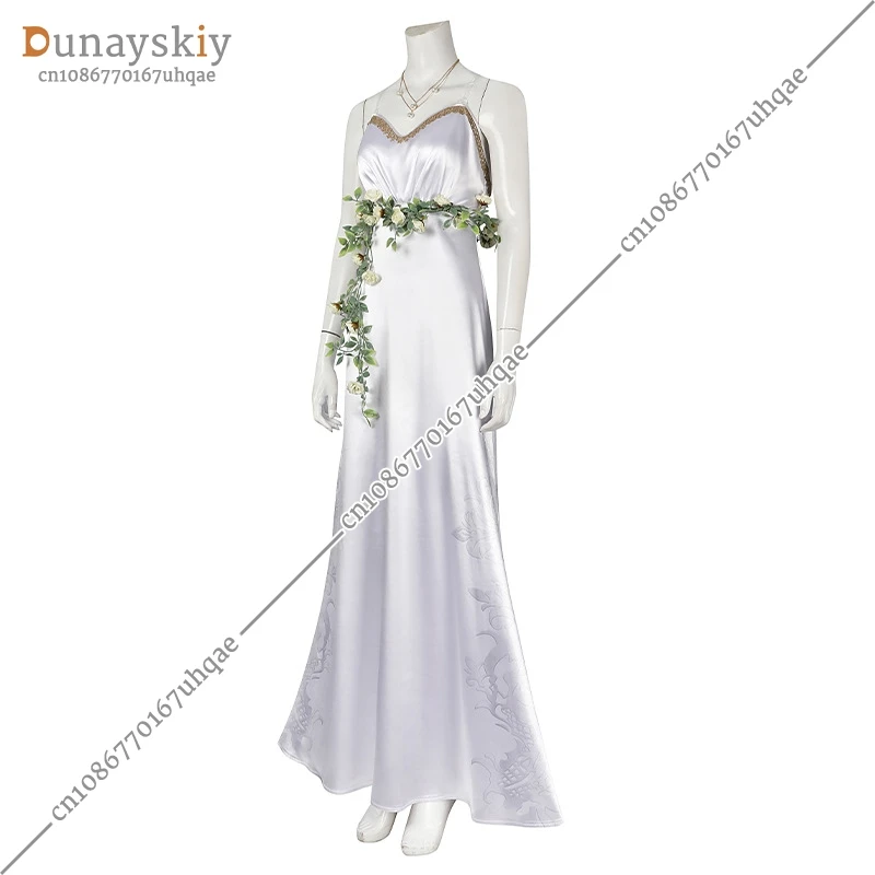 Final Fantasy 7 Aerith Cosplay Costume Disguise for Adult Women Dress Necklace Fantasia FF7 Outfits Halloween Carnival Suit