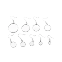 20pc stainless steel cabochon earring settings fit 6 8 10 12 14 16 18 20 25 30mm blank base diy earrings hooks jewelry findings