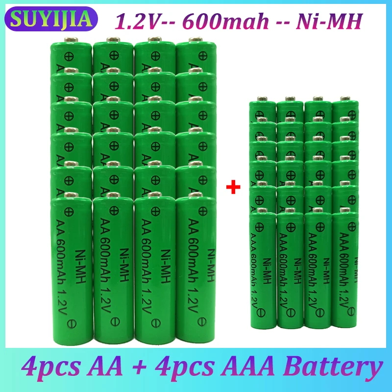 

New 1-24pcs 1.2V AAA+AA Battery 600mAh NI-MH Rechargeable Battery for Toy Game Console Flashlight MP3/MP4 LED Electric Shaver