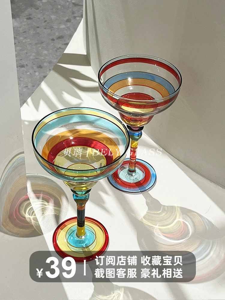 

Handdrawn Personalized Creativity Margaret Cup Colored Crystal Glass Cup Triangle Cup Goblet Bar Home
