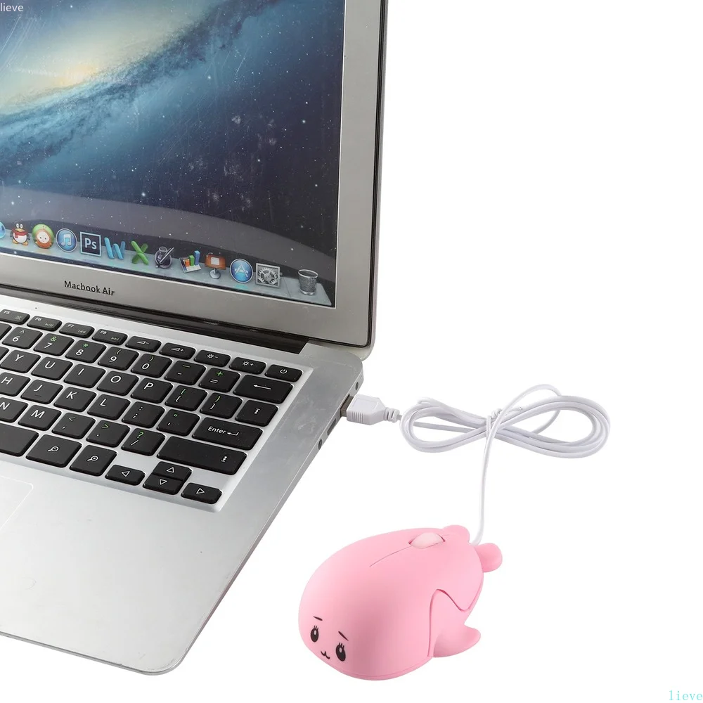 

Ergonomic Design Cute Dolphin Mini Wired Mouse 1600DPI Optical USB Pink Creative Girl Gift Portable Mouse Suitable For PC Laptop