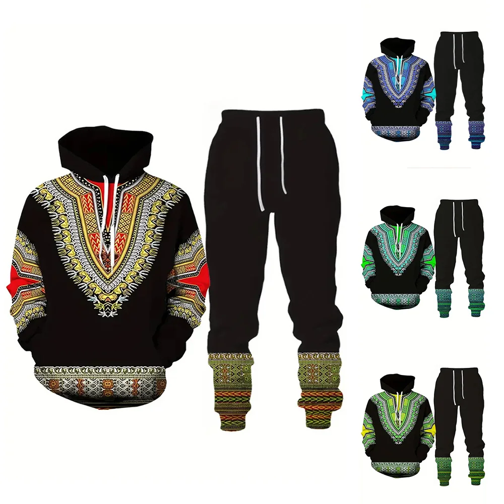 Осенне-зимняя толстовка в стиле тотемного узора повседневная с капюшоном