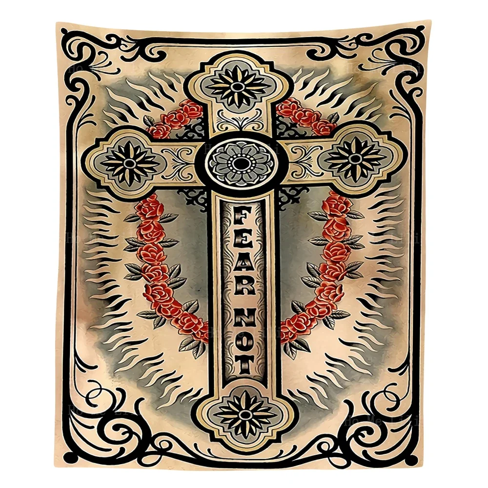 Ангел Билли в небеса со скипетром крест Евгелийя татуировка гобелен от Ho Me Lili для