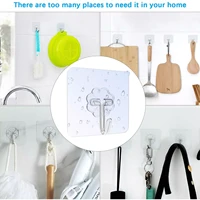 adhesive hooks wall hooks heavy duty 20 pack waterproof transparent reusable seamless wall hooks strong suitable for bathroom