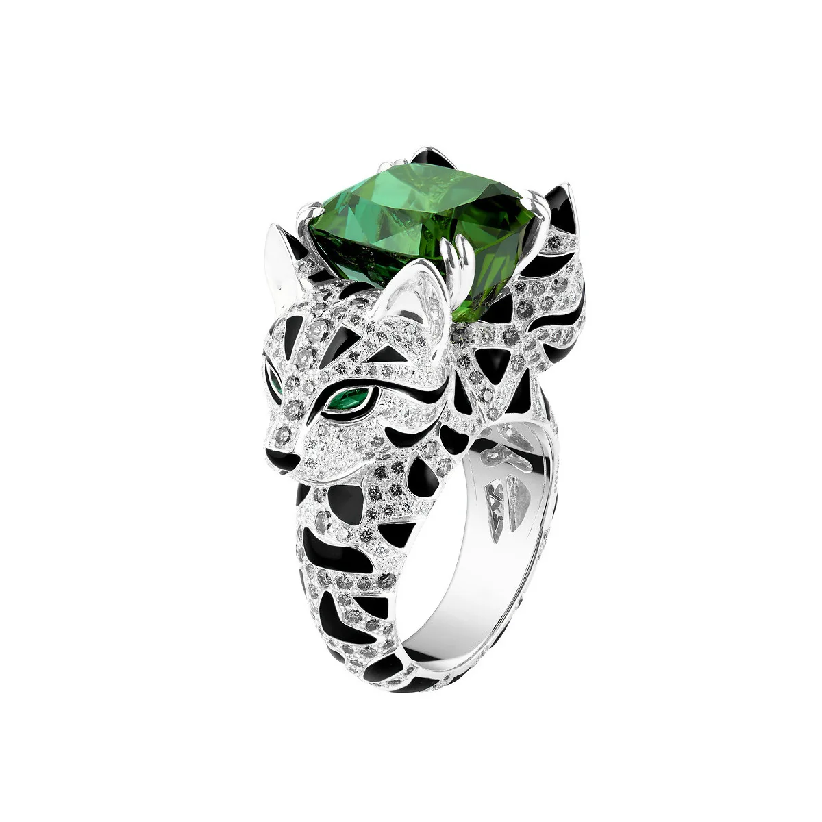 

Lind Animal Rings For Women Genuine Rose Gold Leopard Ring Emerald Sparkling Diamond Engagement Anniversary Fine Jewelry