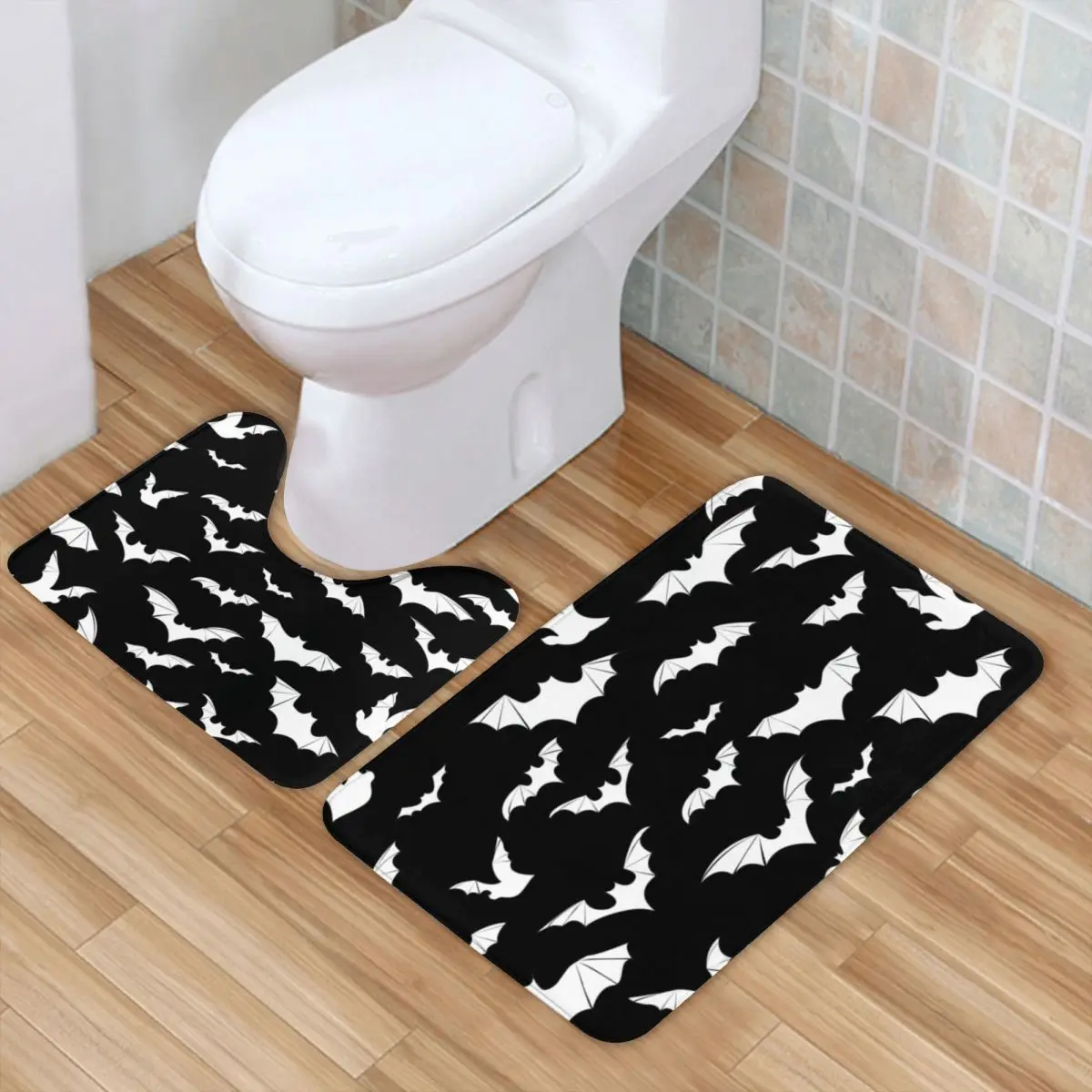 

Белый коврик для ванной летучая мышь художественный душ впитывающий набор из 2 предметов коврик для ванной винтажный полиэстер коврик для в...