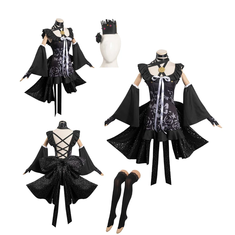 

RAIN CODE Death Cosplay Costume Girls Game Enigma Archives Clothes Women Black Dress Outfits Halloween Carnival Party Suit