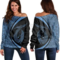 yx girl hawaii fish hook polynesian 3d printed novelty women casual long sleeve sweater pullover
