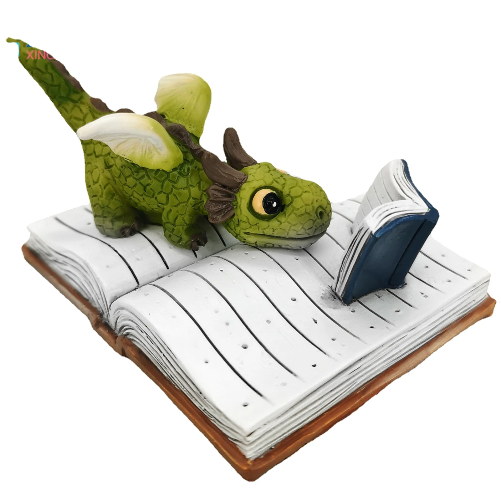 

Creative Dragon Reading A Book Garden Resin Ornament Dragon Reading Statue Mini Collectible Fantasy Figurine Home Decor