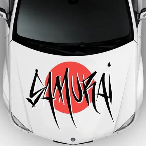 

Full Color Car Decal Hood Sticker Art Graphics Paint Auto Truck Design Samurai Sun Japan Warrior Pattern Inscription Word Mcol11