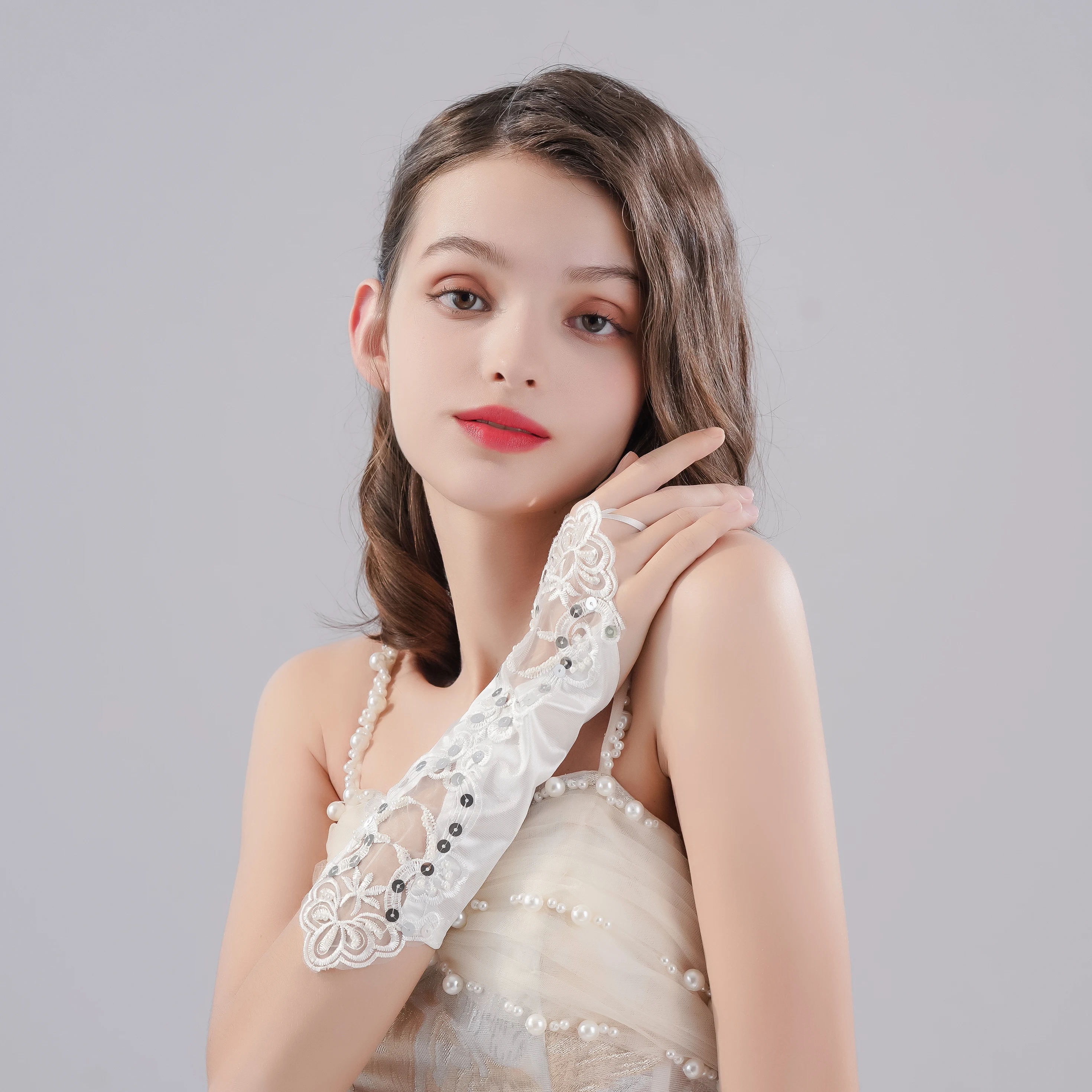 

Wedding Bride Accessories White Fingerless Gloves Dating Party Summer Elegance for Women and Girls