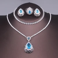 925 silver earrings cubic zirconia stone wedding necklace earrings ring bracelets dubai nigerian cz bridal jewelry sets