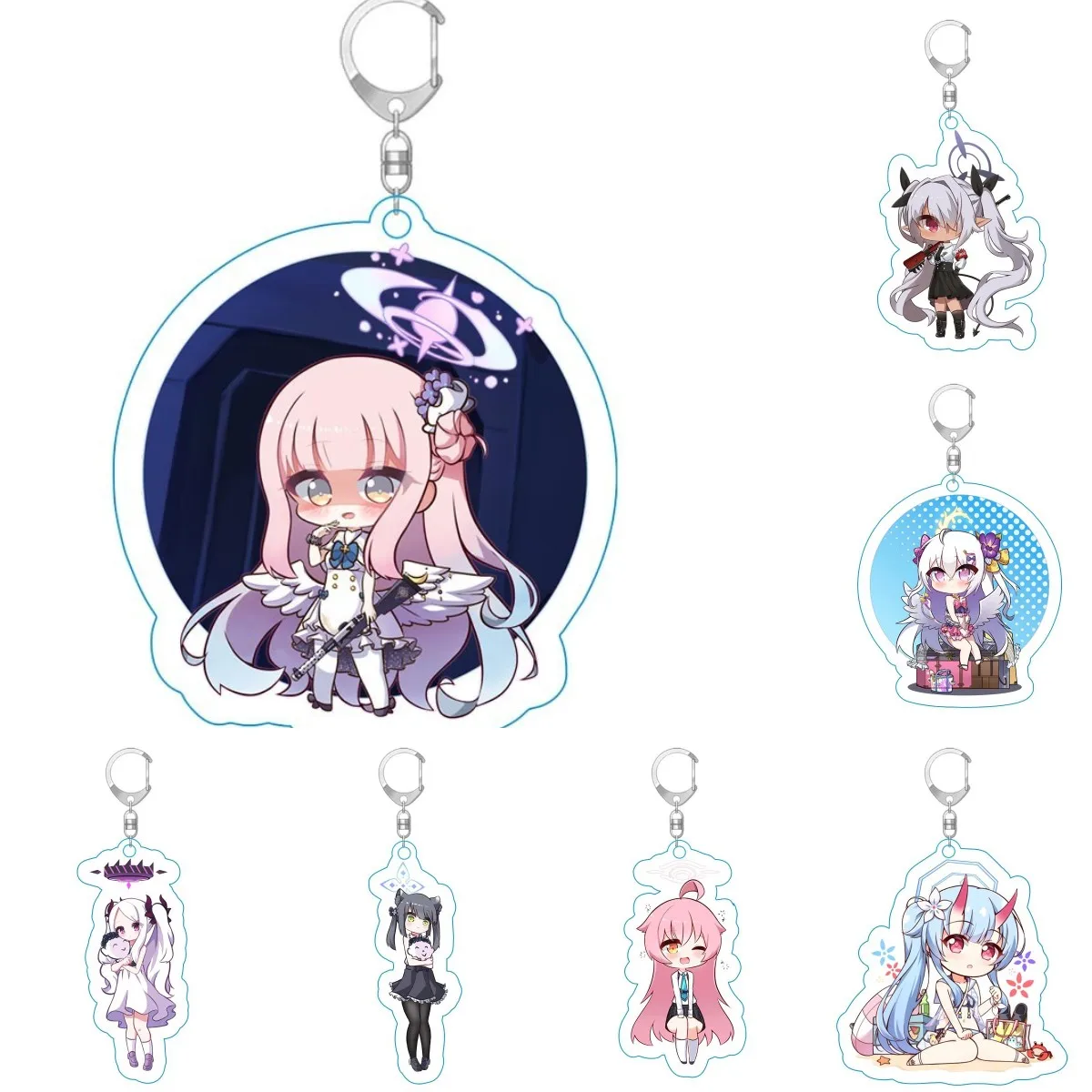 

Hot Anime Blue Archive Sunaōkami Shiroko Cosplay Acrylic Keychain Takanashi Hoshino Kawaii Keychain Desk Decor Prop Fans Gift