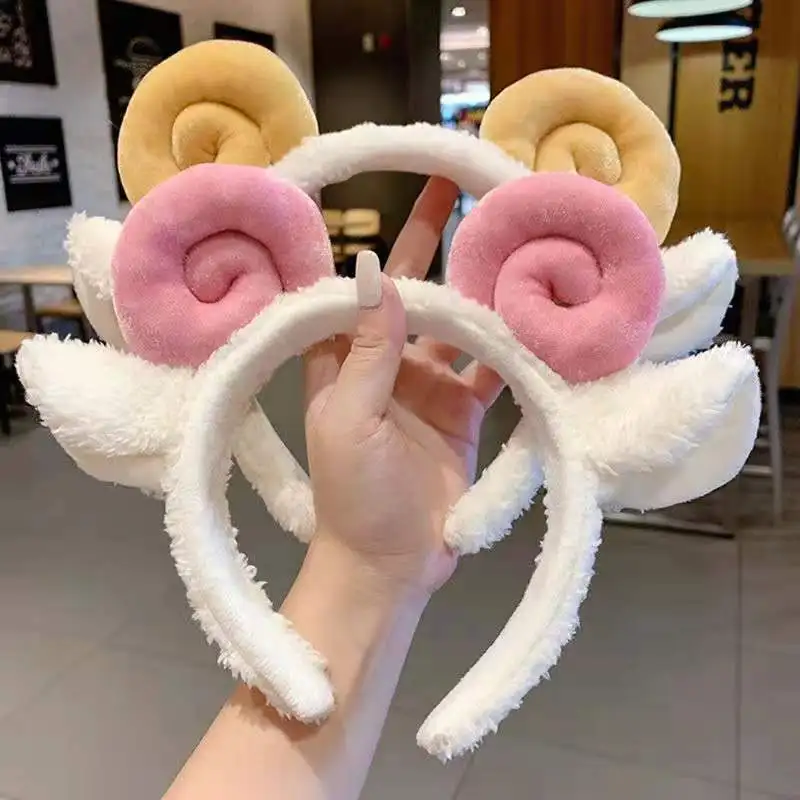 

Cartoon Plush Shofar Ear Headband Cute Croissant Hair Pin Hair Accessories Women Girls Headwear Lamb Hair Lamb Party Hair Band