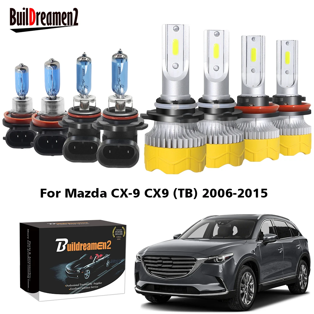 

Buildreamen2, 4 шт., автомобильные фары 9005 H11, дальний и ближний свет, светодиодная галогенная лампа, налобный фонарь 12 В для Mazda CX-9 CX9 (TB) 2006-2015