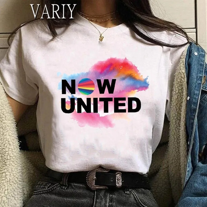 

2021 Fashion Now United Group Aesthetic Printed Graphic T Shirt Women Hip Hop Streetwear tops Female T-shirt Summer White Tshirt