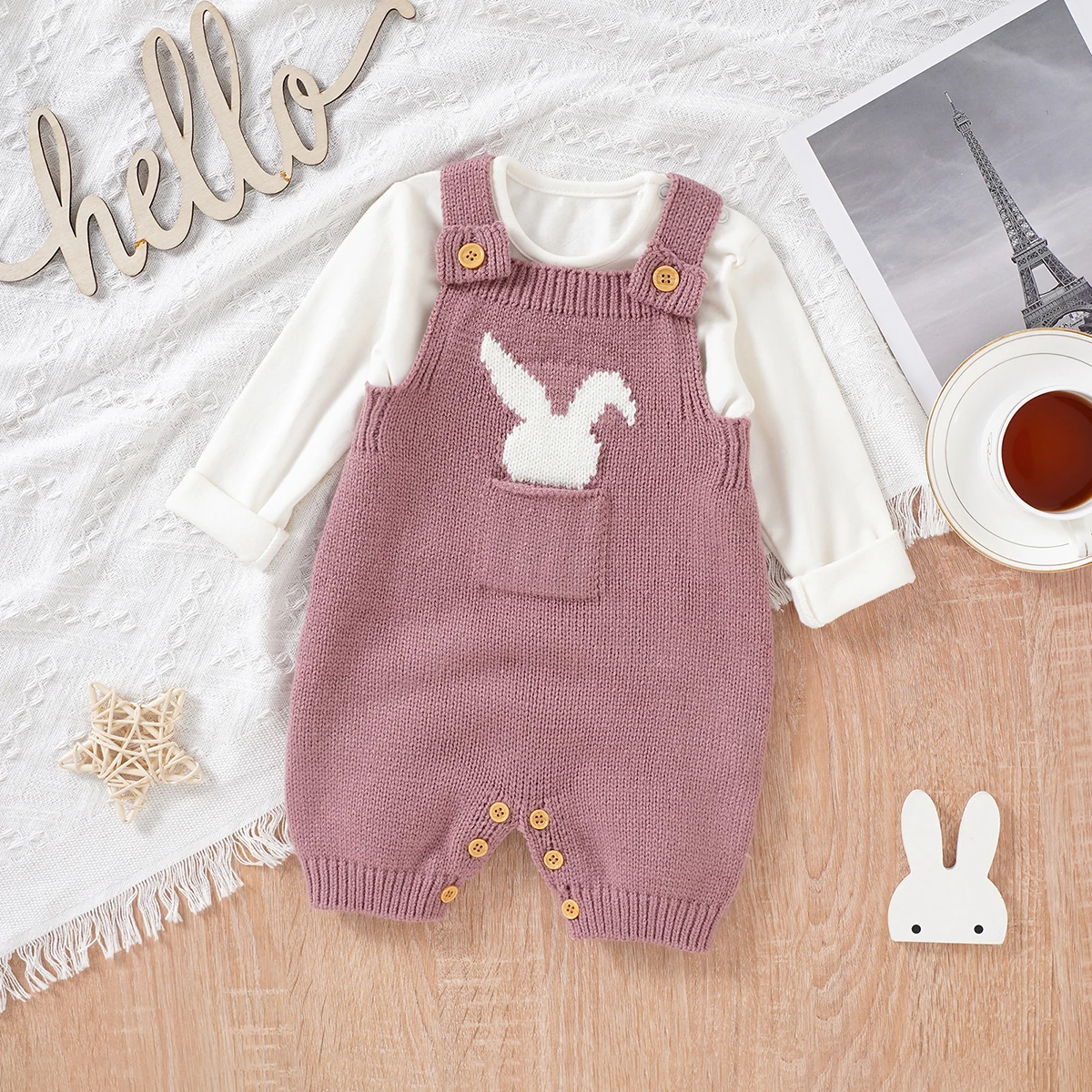 

Baby Rompers Sleeveless Newborn Bebes Unisex Easter Rabbit Jumpsuits Playsuits for Infant Boy Girl Knitted Outfits 0-18m Costume